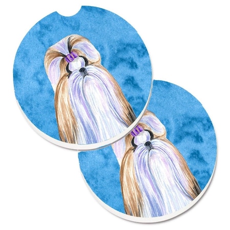 Carolines Treasures Blue Shih Tzu  Cup Holder Car Coaster, PK2 SS4741-BUCARC